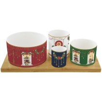 Set servire aperitive 4 piese, cu suport bambus, "Festive Avenue" - Nuova R2S