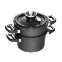 Set 3 piese pentru gatit la aburi, aluminiu, 24cm/4,5L - AMT Gastroguss