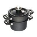 Set 3 piese pentru gatit la aburi, aluminiu, 24cm/4,5L, inductie - AMT
