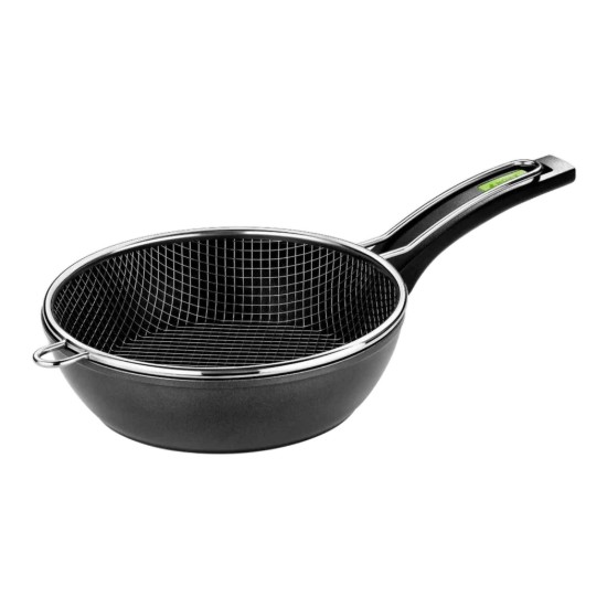 Set tigaie adanca, 28cm, cu cos pentru prajit, "Green" - Monix