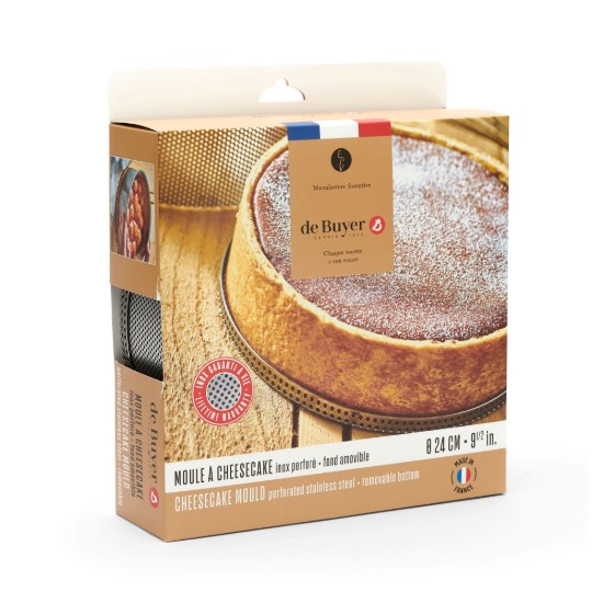 Forma de copt perforata, cu hartie de copt inclusa, 24 cm, inox - de Buyer