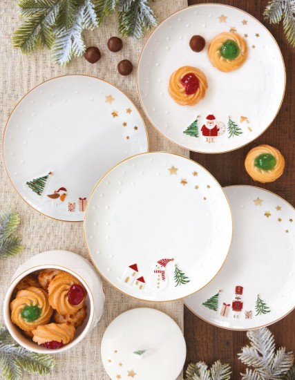 Set 2 farfurii, portelan, cu model embosat, 16cm, "Let it Snow" - Nuova R2S