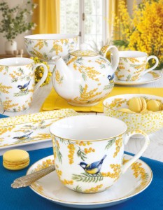 Set 2 cesti cafea cu farfurioara, portelan, 110ml, "Mimosa" - Nuova R2S