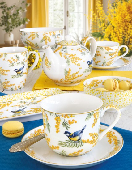 Set 2 cesti cafea cu farfurioara, portelan, 110ml, "Mimosa" - Nuova R2S