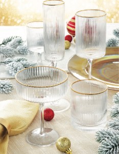 Set 2 pahare cocktail, sticla, 250ml, "Gold" - Nuova R2S
