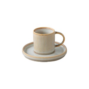 Ceasca cu farfurioara, ceramica, 100ml, "Domus", Beige - Nuova R2S