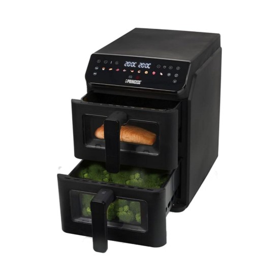 Friteuza dubla cu aer cald, 5,6+5,6 L, 3000W, Negru - Princess