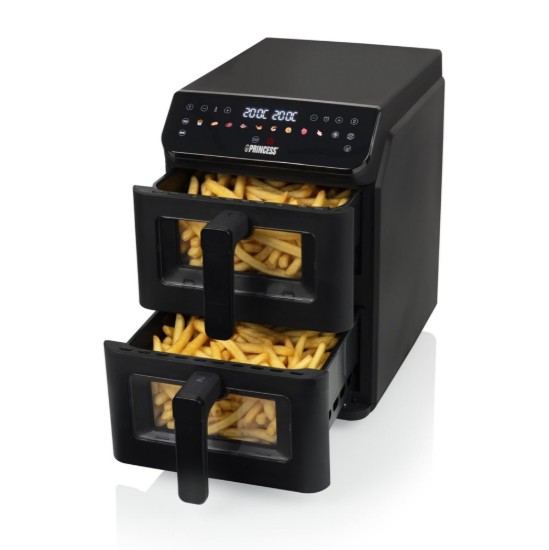 Friteuza dubla cu aer cald, 5,6+5,6 L, 3000W, Negru - Princess