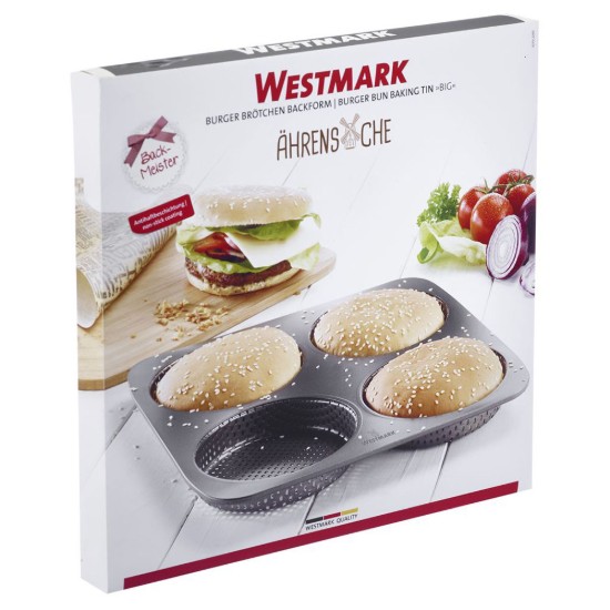 Tava perforata pentru 4 chifle burger, otel, 28x28cm - Westmark