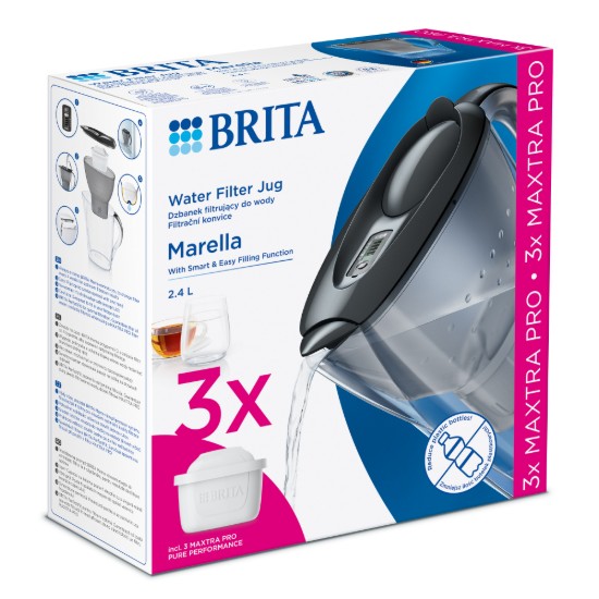 Starter pack BRITA Marella 2,4 L + 3 filtre Maxtra PRO (grey)