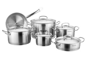 Set vase de gatit, 11 piese, inox, "Proline" - Korkmaz