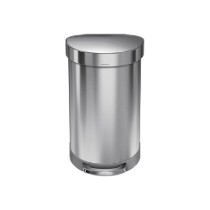 Cos de gunoi cu pedala, semi-rotund, 45 L, inox, Brushed - simplehuman