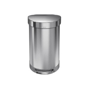 Cos de gunoi cu pedala, semi-rotund, 45 L, inox, Brushed - simplehuman