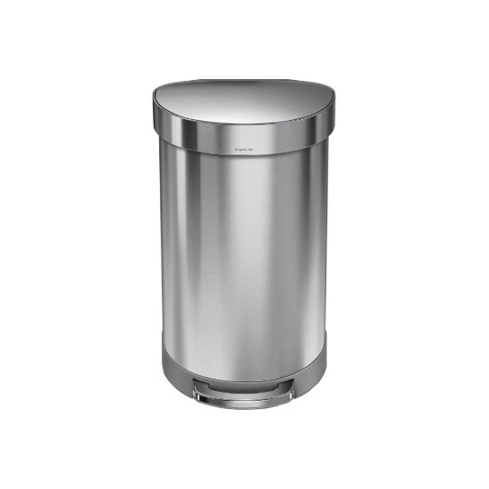 Cos de gunoi cu pedala, semi-rotund, 45 L, inox, Brushed - simplehuman