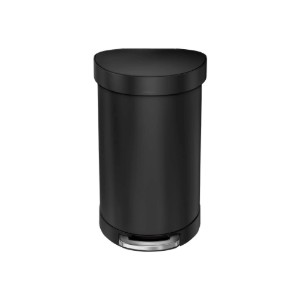 Cos de gunoi cu pedala, semi-rotund, 45 L, inox, Matte Black - simplehuman