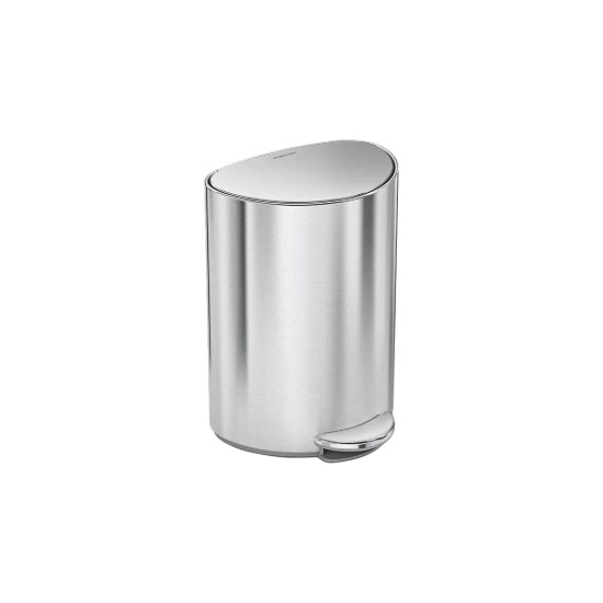 Cos de gunoi semi-rotund, cu pedala, 6 L, inox, Brushed - simplehuman