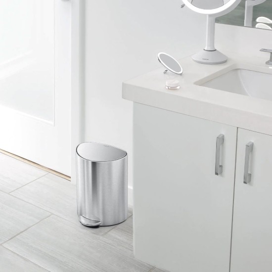 Cos de gunoi semi-rotund, cu pedala, 6 L, inox, Brushed - simplehuman