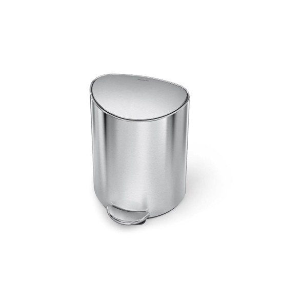 Cos de gunoi semi-rotund, cu pedala, 6 L, inox, Brushed - simplehuman