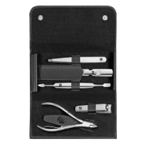 Set manichiura, 5 piese, inox, etui piele, Negru - Zwilling Classic Inox