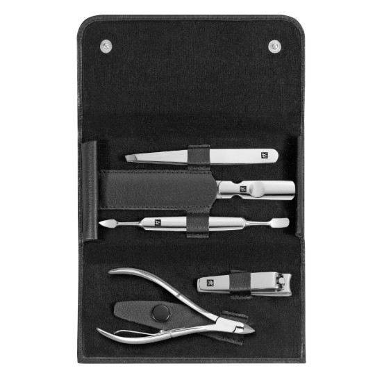 Set manichiura, 5 piese, inox, etui piele, Negru - Zwilling Classic Inox