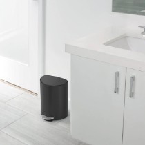Cos de gunoi semi-rotund, cu pedala, 6 L, inox, Matte Black - simplehuman