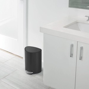 Cos de gunoi semi-rotund, cu pedala, 6 L, inox, Matte Black - simplehuman