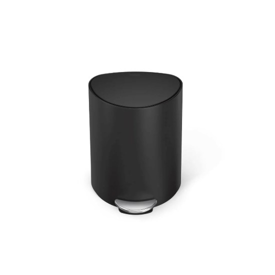 Cos de gunoi semi-rotund, cu pedala, 6 L, inox, Matte Black - simplehuman