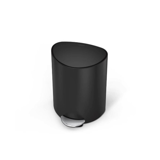 Cos de gunoi semi-rotund, cu pedala, 6 L, inox, Matte Black - simplehuman