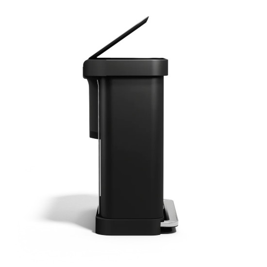 Cos de gunoi cu pedala, dublu compartimentat, 58 L, inox, Matte Black - simplehuman