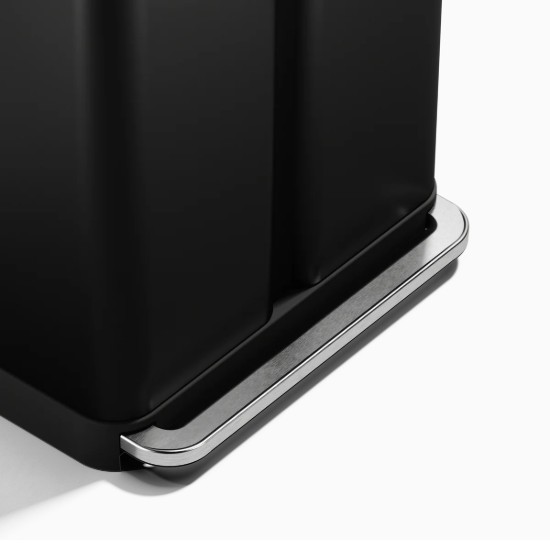 Cos de gunoi cu pedala, dublu compartimentat, 58 L, inox, Matte Black - simplehuman