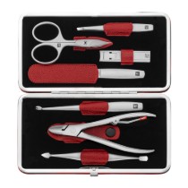 Set 7 piese, inox, caseta piele, Rosu - Zwilling TWINOX