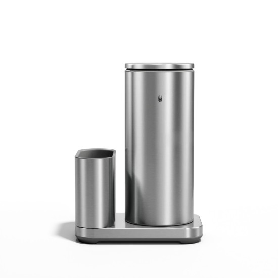 Dozator cu senzor si suport pentru burete, 414 ml, inox, Brushed - simplehuman