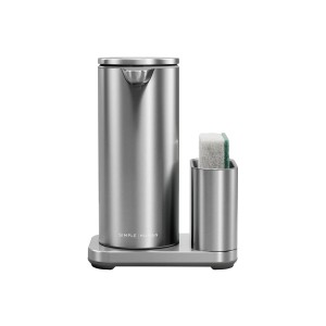 Dozator cu senzor si suport pentru burete, 414 ml, inox, Brushed - simplehuman