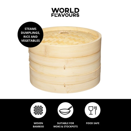 Set gatit la aburi, bambus, 25 cm - Kitchen Craft