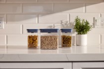 Set caserole 3 piese POP, din plastic, Storm Blue - OXO