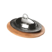 Farfurie ovala, 28 x 20 cm, cu suport lemn - LAVA