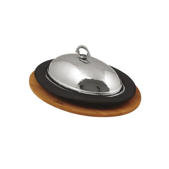 Farfurie ovala, 32x23 cm, cu suport lemn - LAVA