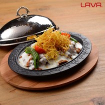 Farfurie ovala, 32x23 cm, cu suport lemn - LAVA