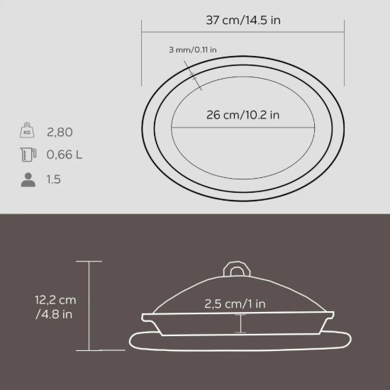 Farfurie ovala, 32x23 cm, cu suport lemn - LAVA