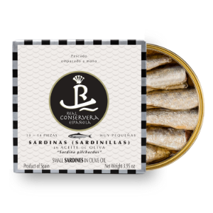 Baby sardine în ulei de măsline 10/14, 112 g - Real Conservera, Spania