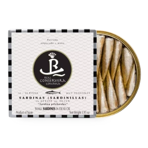 Baby sardine în ulei de măsline 14/18, 112 g - Real Conservera, Spania