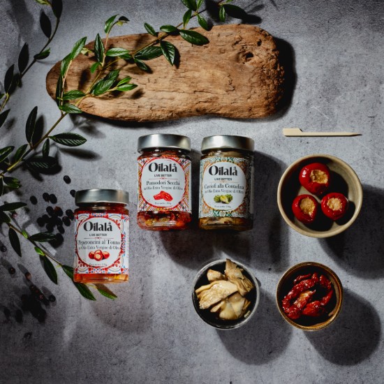 Ardei Cherry umpluti cu ton si capere in ulei de masline extravirgin, 190 g - Oilala