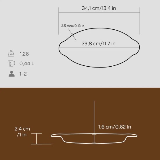 Tava pentru peste, fonta, 30 x 16 cm - LAVA