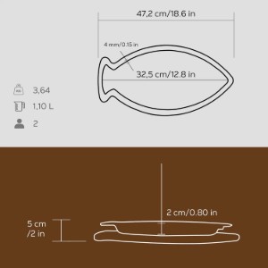Tava pentru peste, fonta, 32 x 20 cm, cu suport lemn - LAVA