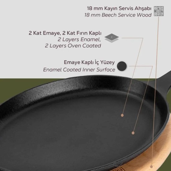 Tigaie ovala pentru Fajita, 17 x 23 cm, fonta - LAVA