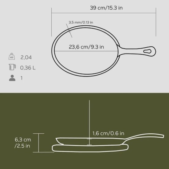 Tigaie ovala pentru Fajita, 17 x 23 cm, fonta - LAVA