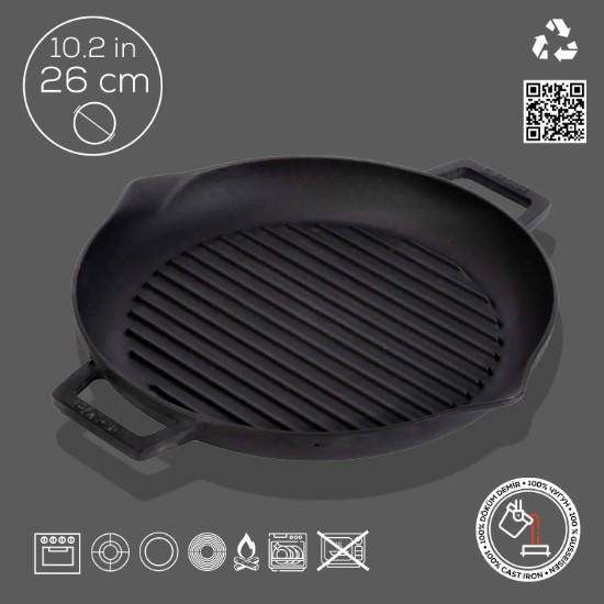 Tigaie grill, fonta, 26 cm - LAVA