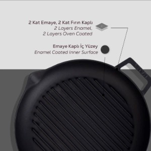 Tigaie grill, fonta, 26 cm - LAVA