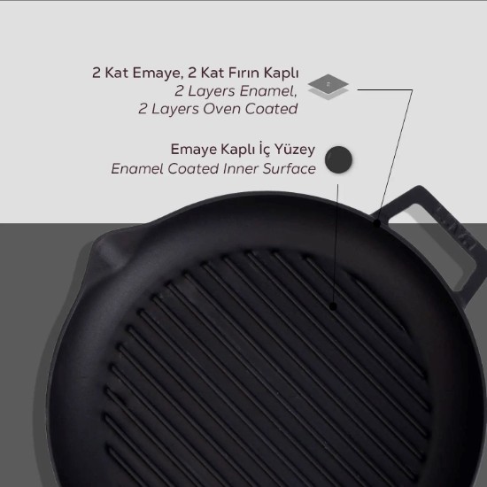 Tigaie grill, fonta, 26 cm - LAVA