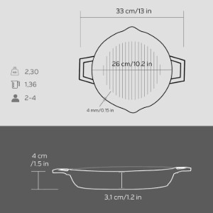 Tigaie grill, fonta, 26 cm - LAVA